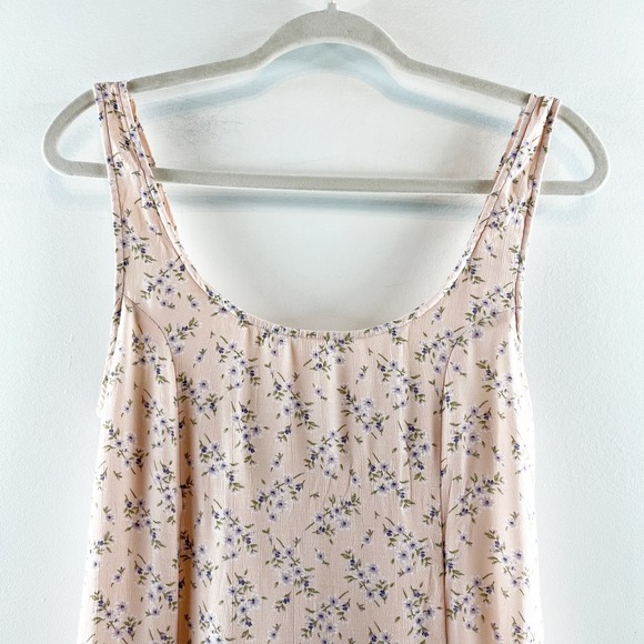 American Eagle Squareneck Floral Slip Mini Dress Smoked Back Pink Medium - Picture 6 of 15